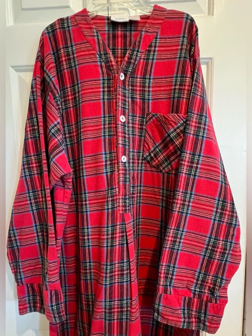 The Vermont Country Store❤️ Red Plaid Flannel Long Nightgown - Picture 3 of 9